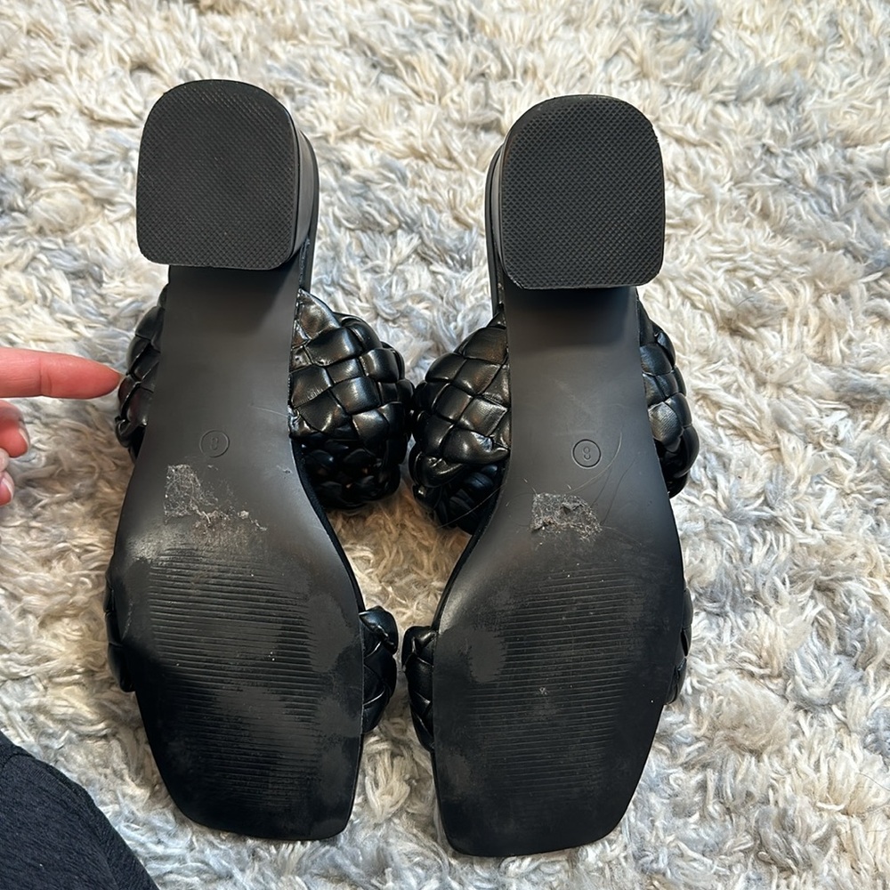 Charlotte Russe black braided open toe square heel size 8 lightly worn - Picture 3 of 4